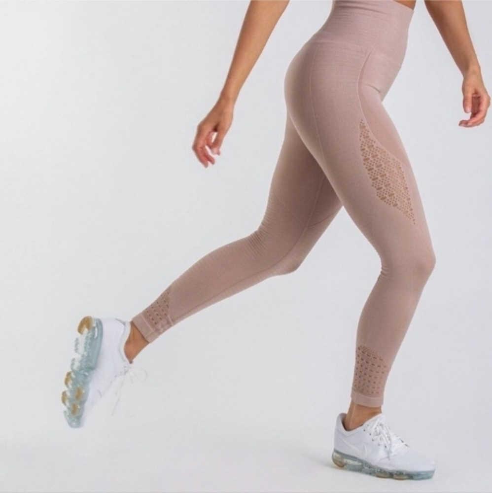 Gymshark Energy Seamless Leggings Taupe Tan High Rise Size S